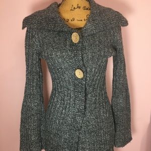 grey knit cardigan